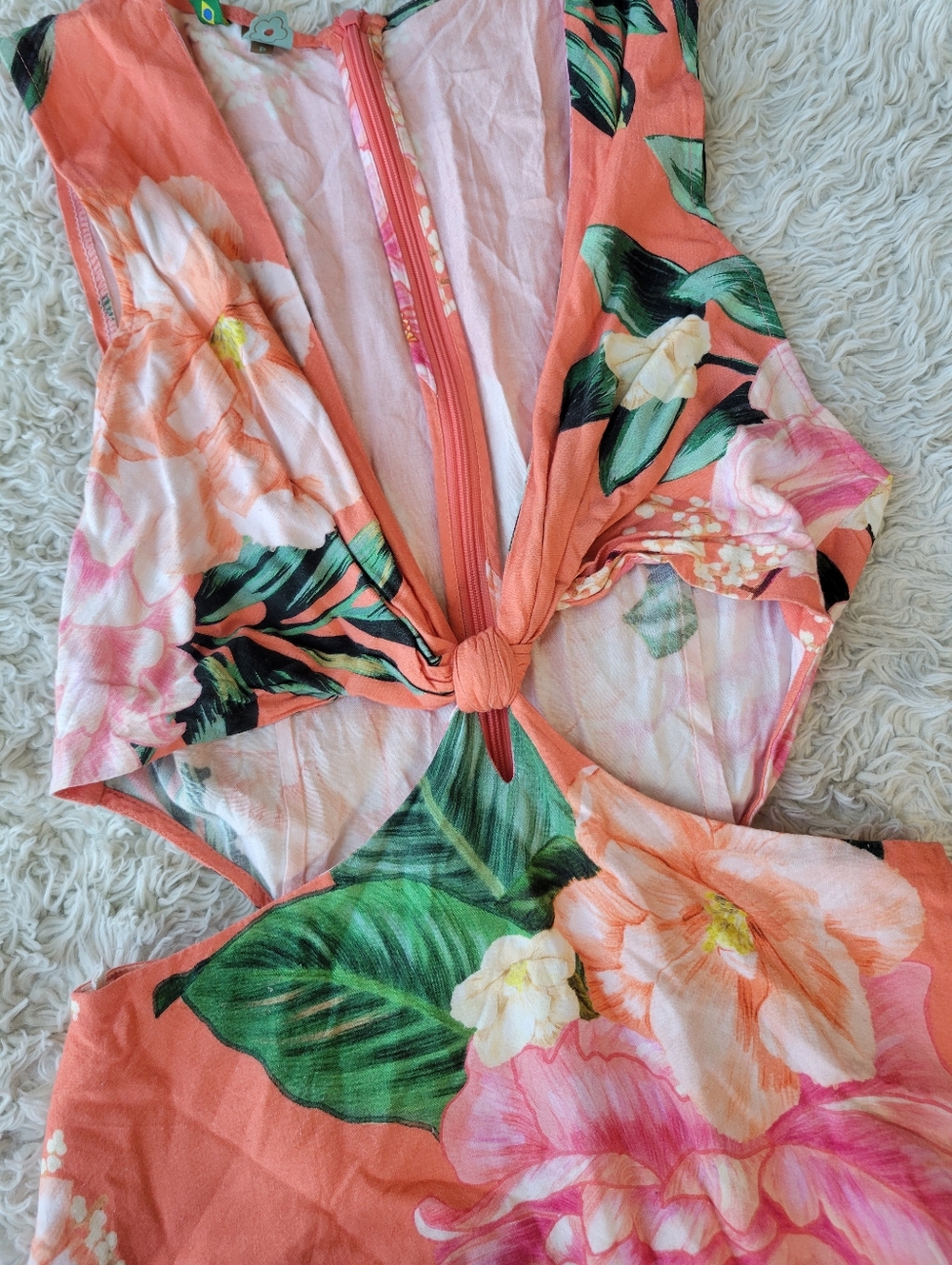 Farm Rio Floral Colorful Cut Out Dress High Low Size Small - Picture 4 of 10